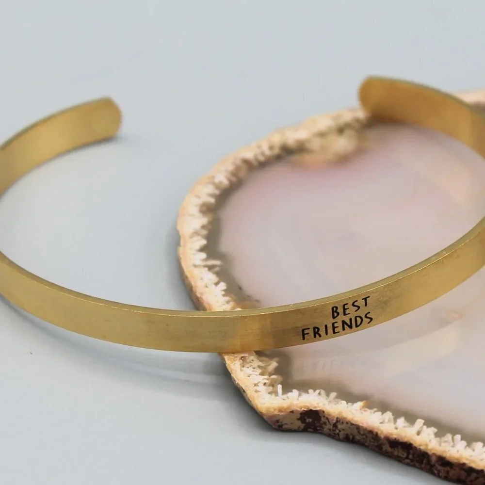 Jewelry bracelet cuff Best Friend Friendship gold tone dainty minimalist new